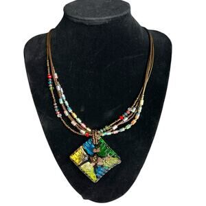 Mixed Material Boho Necklace Costume Jewelry Multi-Color